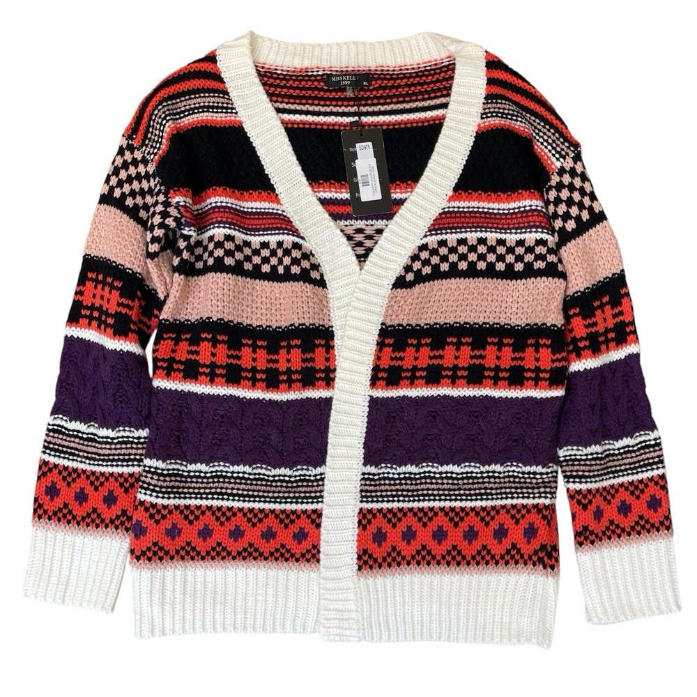 Miss Kellyβ 1999 Cardigan Sweater Womens Medium/Large Multicolor Striped NWT